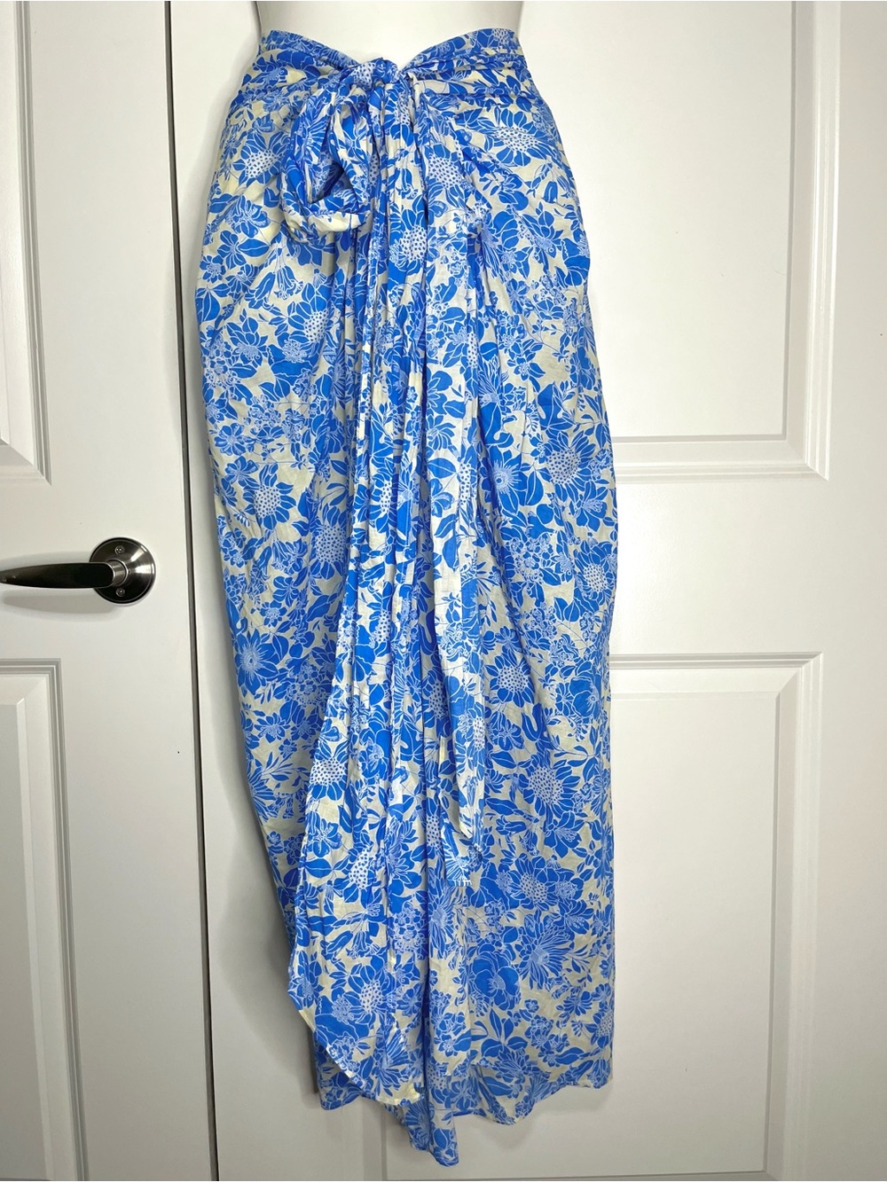 J Crew Reimagined Blue Floral Sarong Convertible Skirt Size XXL Beach Cover Up
